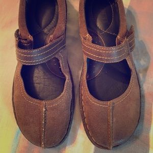 Born brown suede Mary Janes.